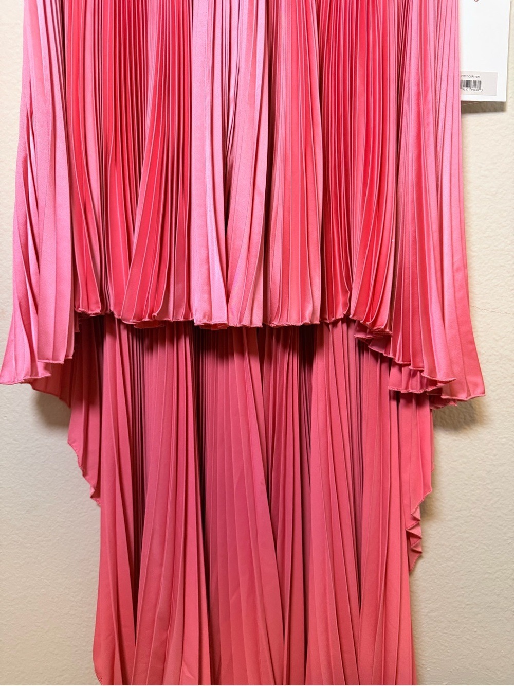 Mac Duggal Rhinestone High Low Pleated Gown Coral 16W NWT $498 77007 - Picture 10 of 12